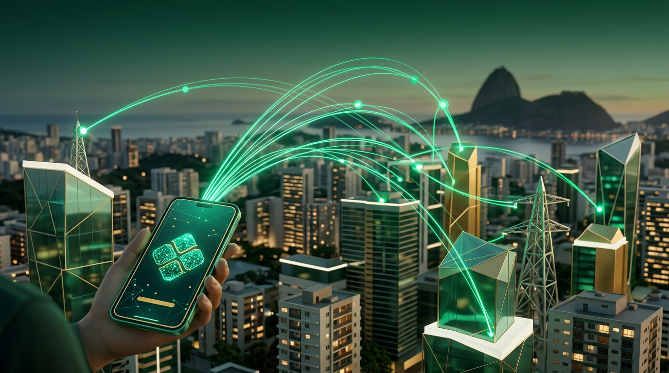 Mãos interagindo com um tablet mostrando gráficos financeiros, simbolizando a gestão de infraestrutura de pagamentos digitais.