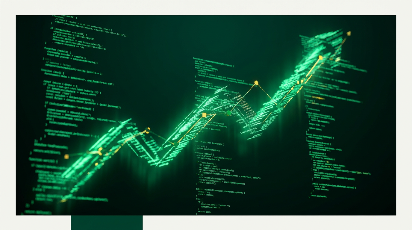 Diagrama abstrato de APIs conectando diferentes sistemas financeiros, simbolizando inovação e infraestrutura tecnológica.
