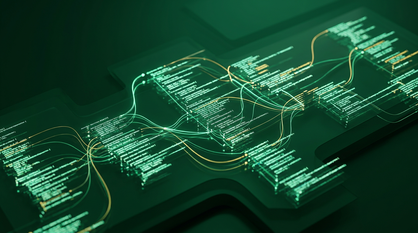 Infográfico com elementos de segurança digital, cadeados e blocos interconectados, representando APIs financeiras e a complexidade de sua gestão de riscos e governança.