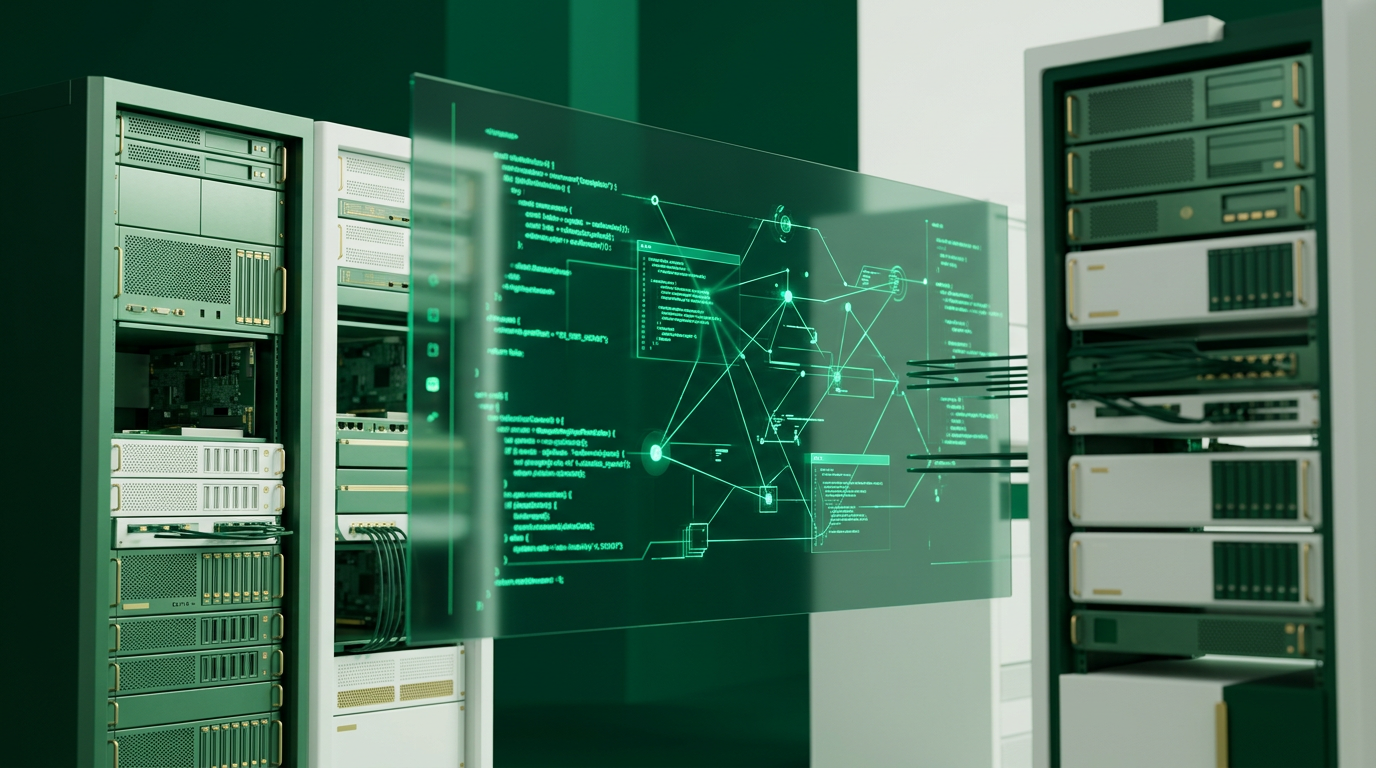 Sistemas legados e APIs financeiras em uma ponte digital.