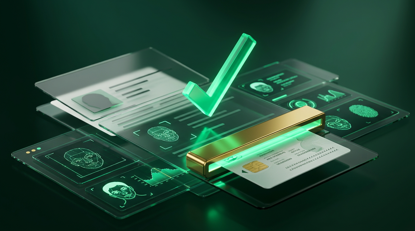 Pessoas interagem com interfaces digitais, simbolizando o onboarding de clientes e a verificação de identidade via KYC digital.