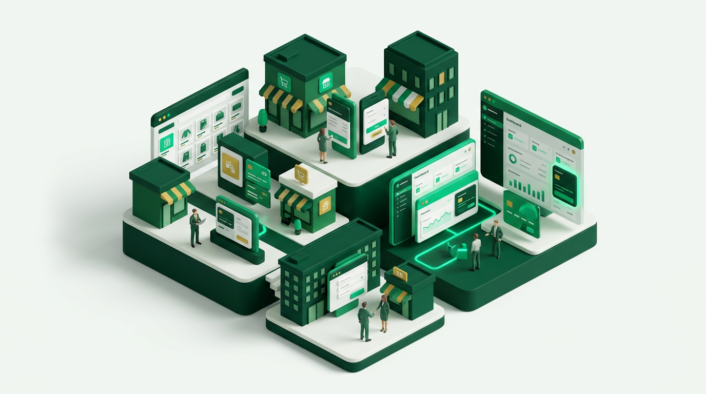 Empresário olhando para gráfico de dados financeiros em um painel digital, representando a integração de finanças em negócios B2B.