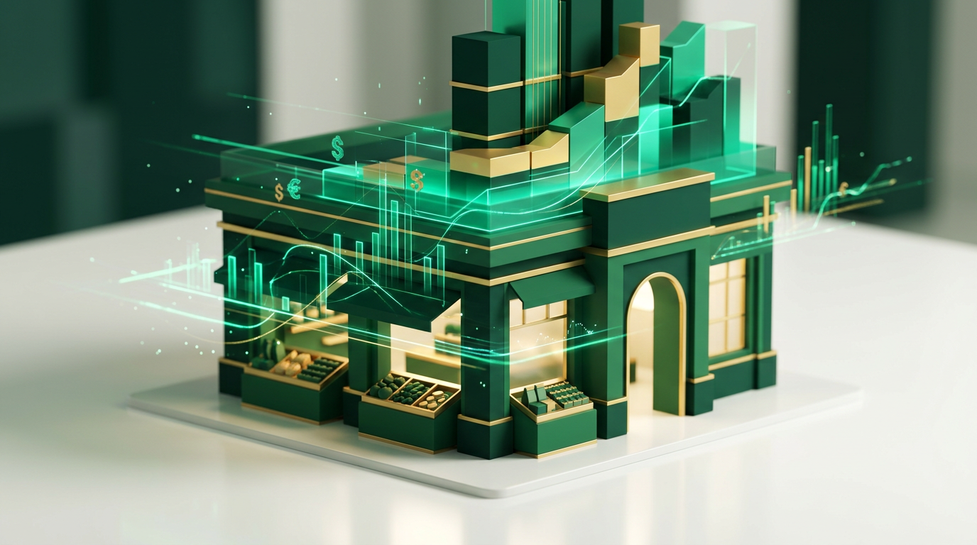 Visão de uma arquitetura de sistemas conectando diferentes serviços financeiros em um marketplace digital.