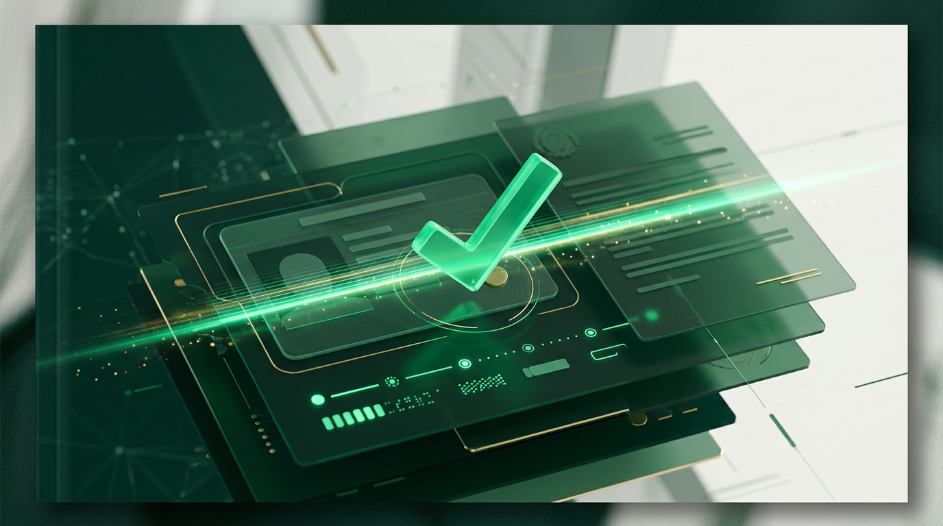 Representação visual de dados e sistemas interconectados para verificação de identidade digital.