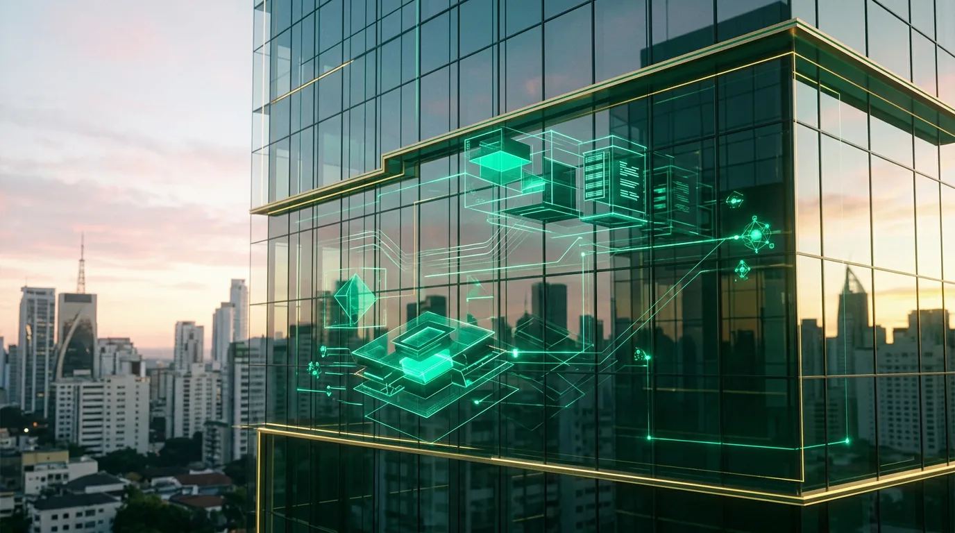 Infraestrutura tecnológica de Banking as a Service com elementos financeiros digitais e logotipos de fintechs sobre um mapa estilizado do Brasil.